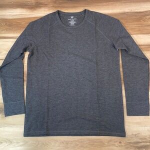 Mack Weldon Shirt Men XL Gray Waffle Knit Thermal Long Sleeve Wool Blend Base